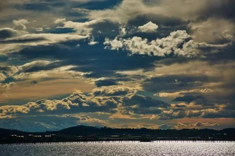 Sunset with clouds Stock Photos