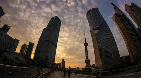Sunset Clouds in Pudong Stock Footage 22045769