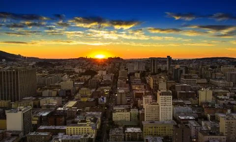 Sunset with clouds  in San Francisco Stock Photos