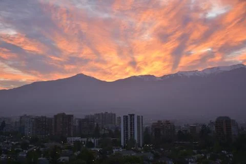 Sunset clouds in santiago, Chile Stock-Fotos