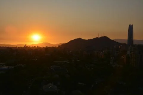Sunset clouds in santiago, Chile Stock Photos