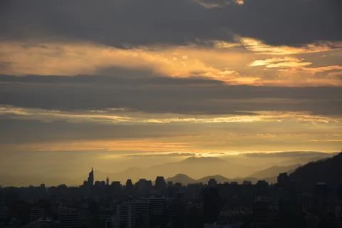 Sunset clouds in santiago, Chile Stock Photos