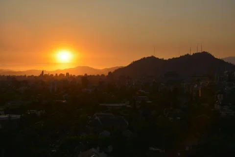 Sunset clouds in santiago, Chile Stock Photos