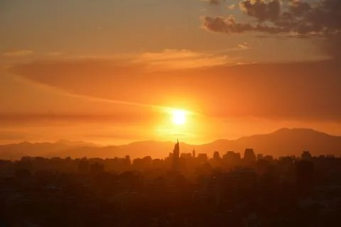Sunset clouds in santiago, Chile Stock-Fotos
