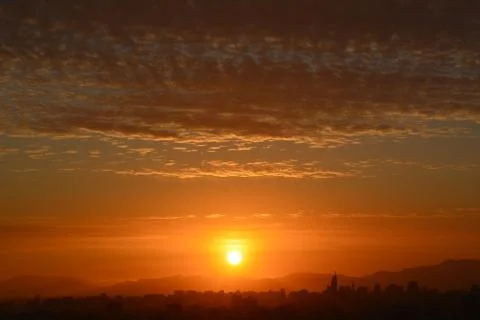 Sunset clouds in santiago, Chile Stock-Fotos