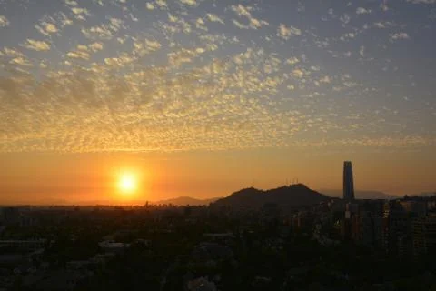 Sunset clouds in santiago, Chile Stock Photos