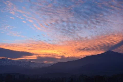 Sunset clouds in santiago, Chile Stock Photos