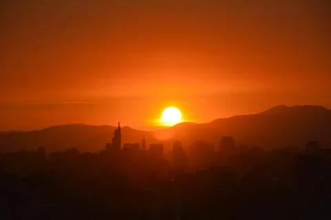 Sunset clouds in santiago, Chile Stock Photos