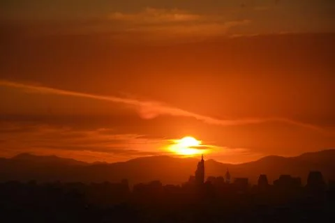 Sunset clouds in santiago, Chile Stock Photos