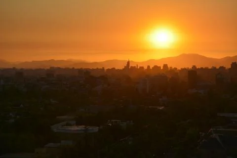 Sunset clouds in santiago, Chile Stock Photos
