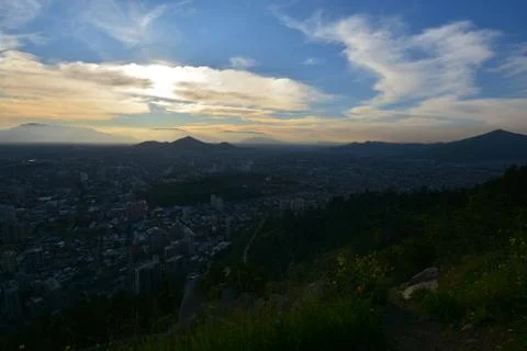 Sunset clouds in santiago, Chile Foto stock