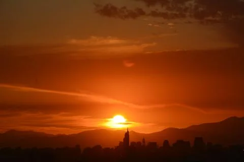 Sunset clouds in santiago, Chile Stock Photos