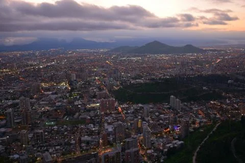 Sunset clouds in santiago, Chile Stock Photos
