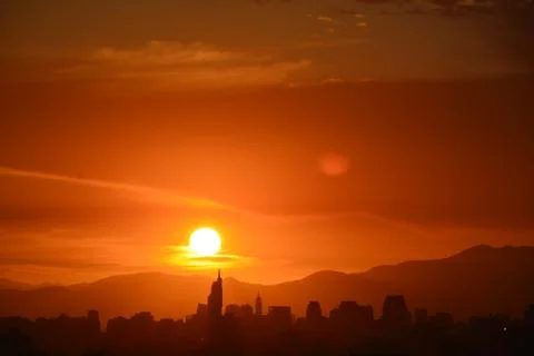Sunset clouds in santiago, Chile Stock Photos