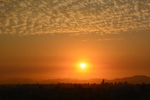 Sunset clouds in santiago, Chile Stock Photos