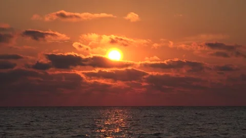 Sunset Clouds, Sea Beach Timelapse, Sunrise on Seashore, Ocean Sundown in Time L Stock Footage 336654266