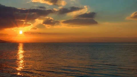 Sunset Clouds Seascape Stock Footage 98766672