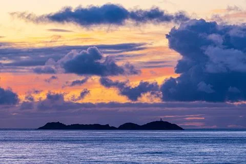 Sunset with clouds off the Shetland Islands Stock Photos