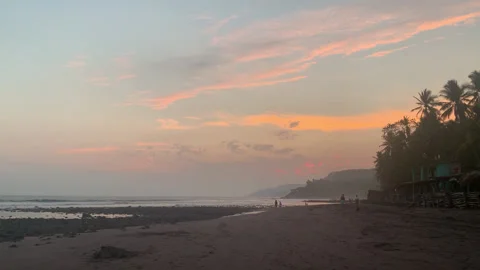 Sunset Clouds Shops and Beach HD Stock Footage 175869444