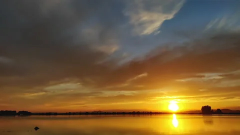 Sunset clouds timelapse background Stock Footage 138439649