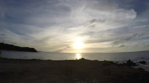 Sunset Clouds timelaspe over coastline in San Juan Puerto Rico Stock Footage 91461002