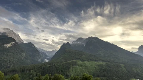 Sunset clouds on Watzmann, Hochkalter and Reiteralpe, Berchtesgadener Land Stock Footage 167943261