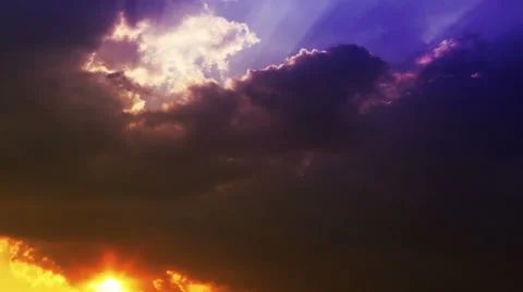 Sunset in clouds. Yellow and Blue. 4K. Stock Footage 39840735