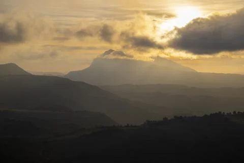 Sunset cloudy landscape Foto stock