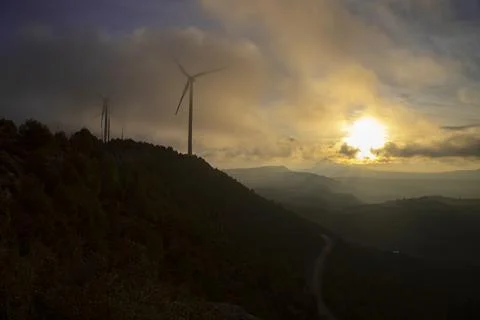 Sunset cloudy landscape Stock Photos