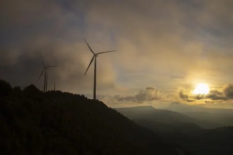 Sunset cloudy landscape Stock Photos