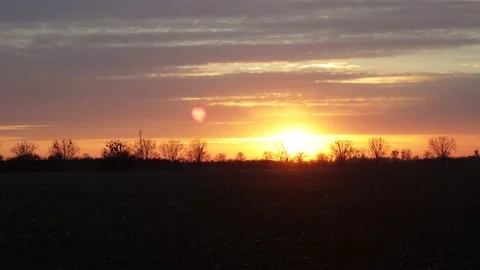 Sunset with a cloudy sky and flat clouds Stock Footage 237637025