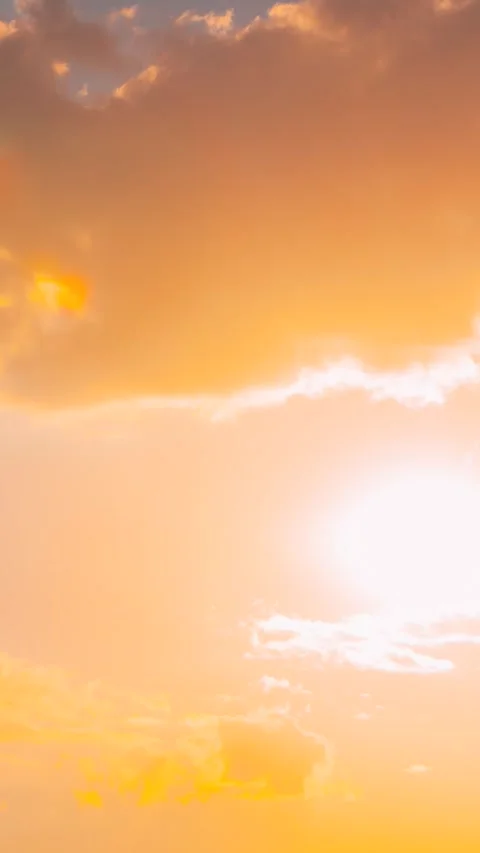 Sunset Cloudy Sky With Fluffy Clouds. Sunset Sky Natural Background. Sunrays Stock Footage 341375942