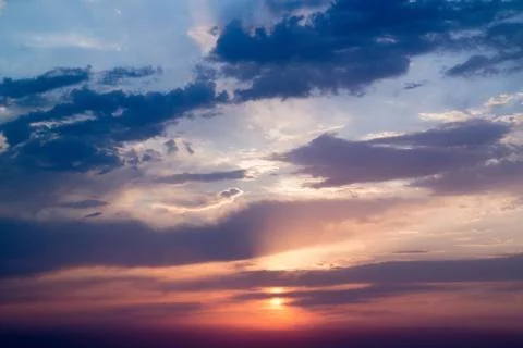 Sunset cloudy sky over the Black Sea Stock Photos