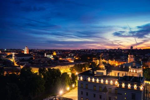 Sunset cloudy sky over Vilnius, Lithuania Stock Photos