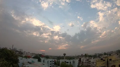 Sunset cloudy time lapse of city Stock Footage 132483372