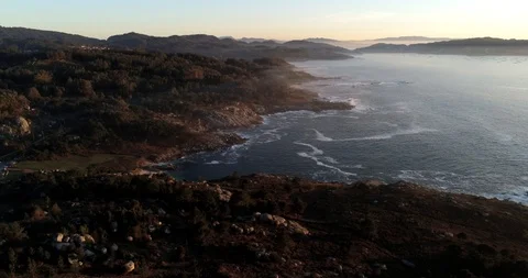 Sunset coast Aereal Drone Shot Stock Footage