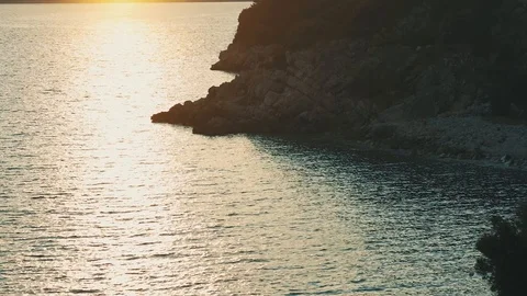 Sunset on the coast and sea Stock Footage 86090491
