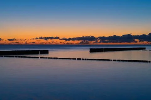 Sunset at the coast of Baltic Sea Stock Photos