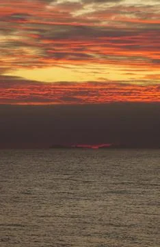 Sunset in the coast of Barcelona Stockfoto's
