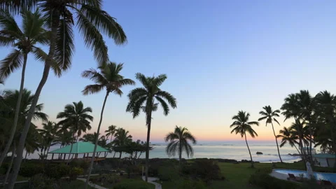 Sunset on the coast at Caribbean resort Stock Footage 137965745