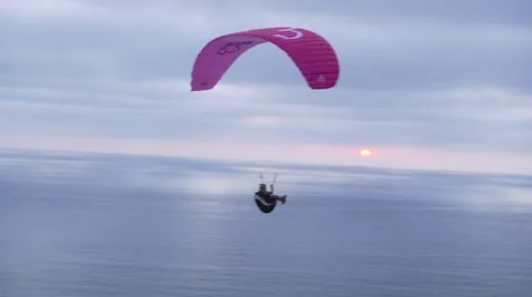 Sunset on the coast with a Hang Glider Stock Footage 68711191