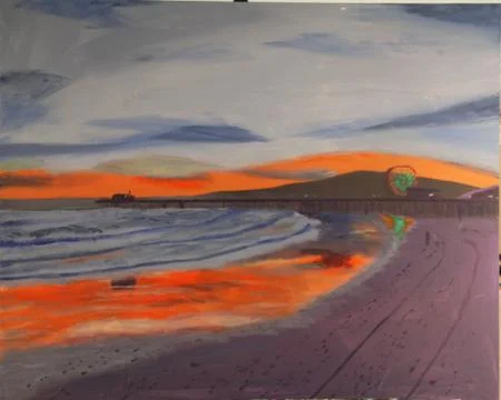 Sunset on coast Stock Illustration