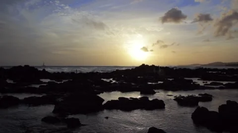 Sunset on the coast of Kauai Stock Footage 4200697