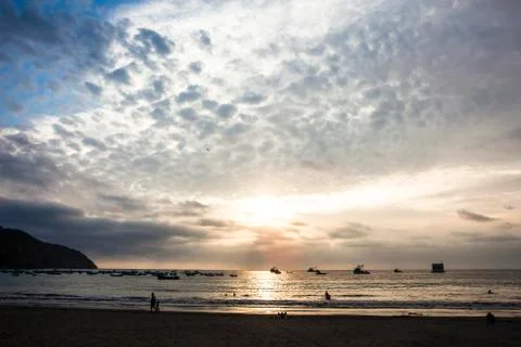 Sunset on the coast Stock Photos