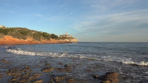 Sunset on the coast of the renega of Oropesa del Mar Stock-Footage 100819171