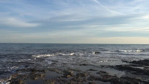 Sunset on the coast of the renega of Oropesa del Mar Stock Footage 100820182