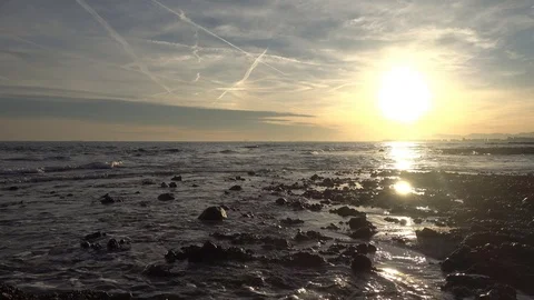 Sunset on the coast of the renega of Oropesa del Mar Видео 100820980