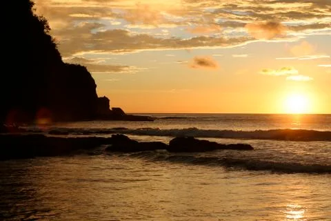 Sunset on the coast of san juan del sur Nicaragua Stock Photos