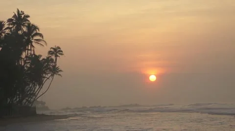 Sunset on the coast of Sri Lanka Stock Footage 11153473
