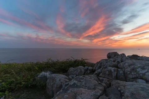 Sunset at the coast of Sweden Stock Photos
